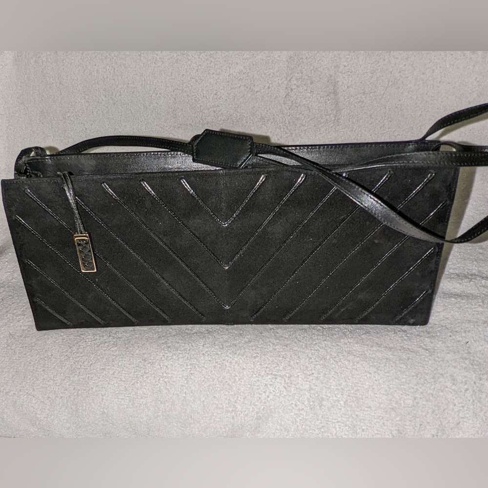 Stephane Kelian leather suede chevron bag.